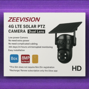 ZeeVision 4G LTE Solar PTZ Dual Lens 8MP Ultra HD Security Camera